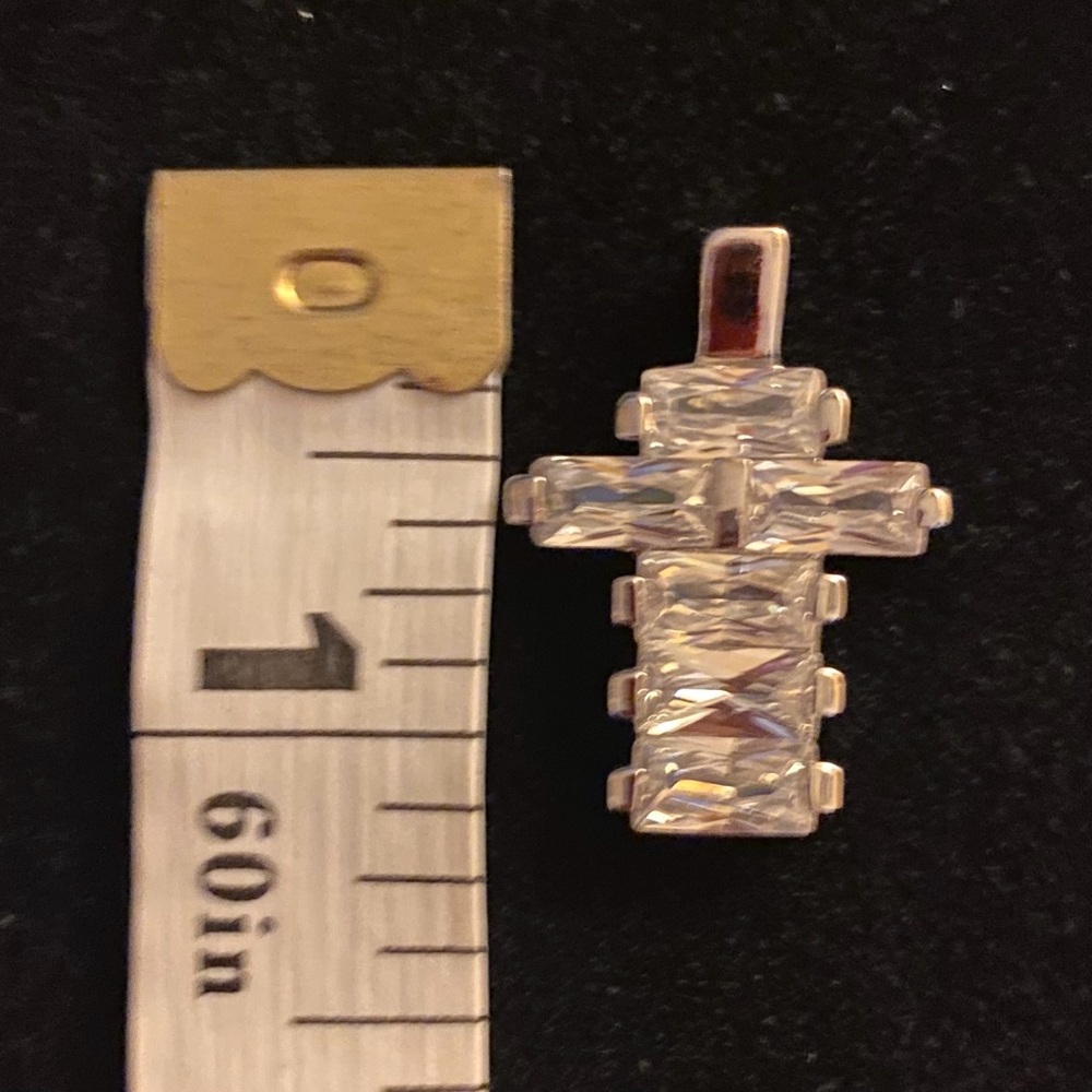 Bold 925 Sterling Silver CZ Cross Pendant - Picture 6 of 6